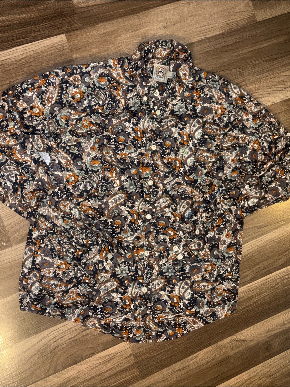 Cinch Boys Youth XL 14 Long Sleeve Western Paisley Button Up Shirt Multi-Color